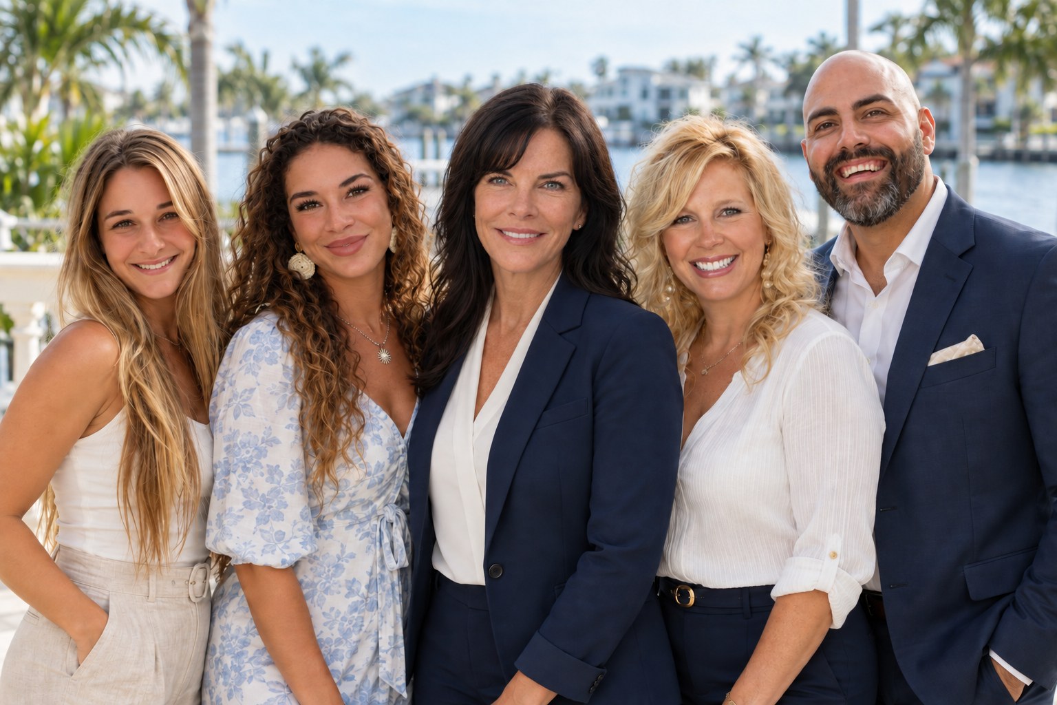 Sun & Shore Group team portrait with Lindsey, Jayden, Valerie McClary, Pamela Rotherham, and Dany Velez
